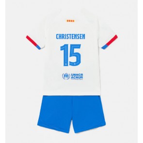 Barcelona Andreas Christensen #15 Borta Kläder Barn 2023-24 Kortärmad (+ Korta byxor)